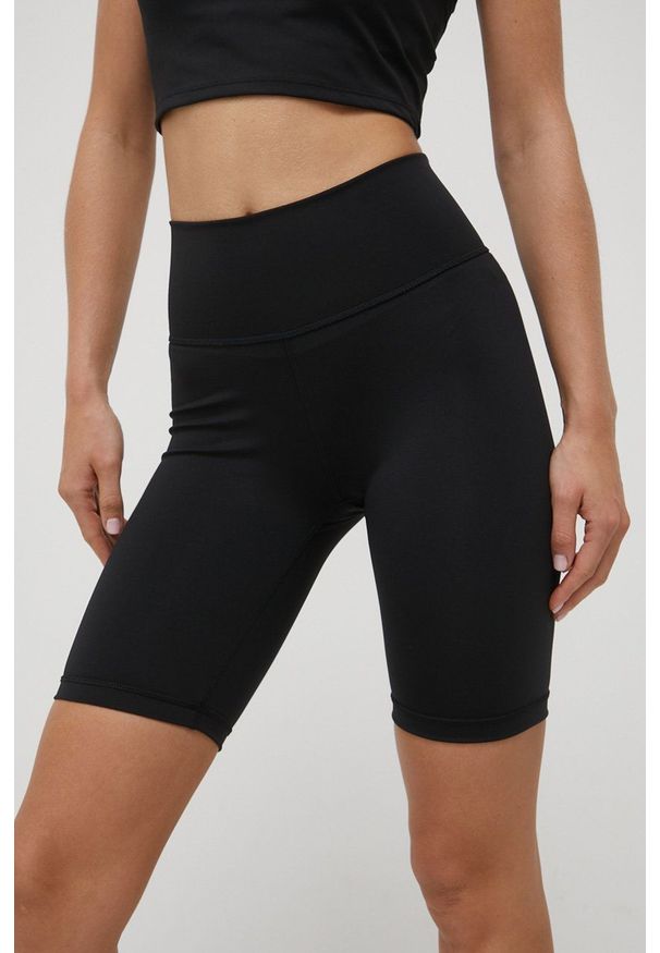 adidas Performance szorty treningowe Optime H64227 damskie kolor czarny gładkie high waist. Stan: podwyższony. Kolor: czarny. Materiał: skóra, włókno, materiał, lycra. Wzór: gładki. Styl: sportowy