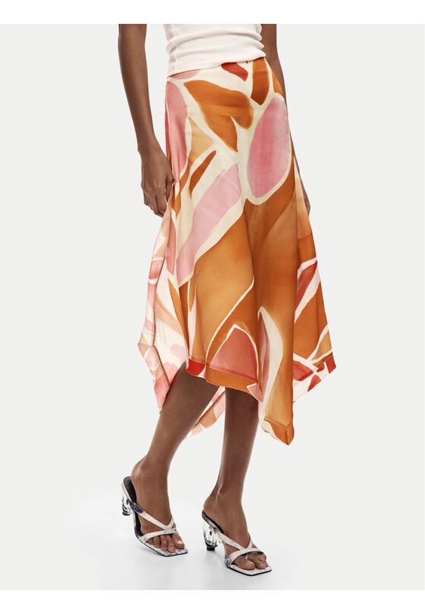 Desigual Spódnica midi 26SWFW13 Pomarańczowy Regular Fit. Kolor: pomarańczowy. Materiał: wiskoza. Długość: midi