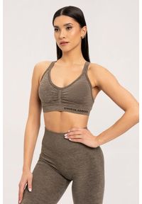 GYM GLAMOUR - Stanik fitness cardio damski Gym Glamour seamless. Kolor: szary. Sport: fitness