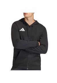 Adidas - Bluza męska adidas Entrada26 Full Zip KF5945 - czarna. Typ kołnierza: kaptur. Kolor: czarny. Materiał: poliester, polar, bawełna. Wzór: aplikacja. Styl: klasyczny #1