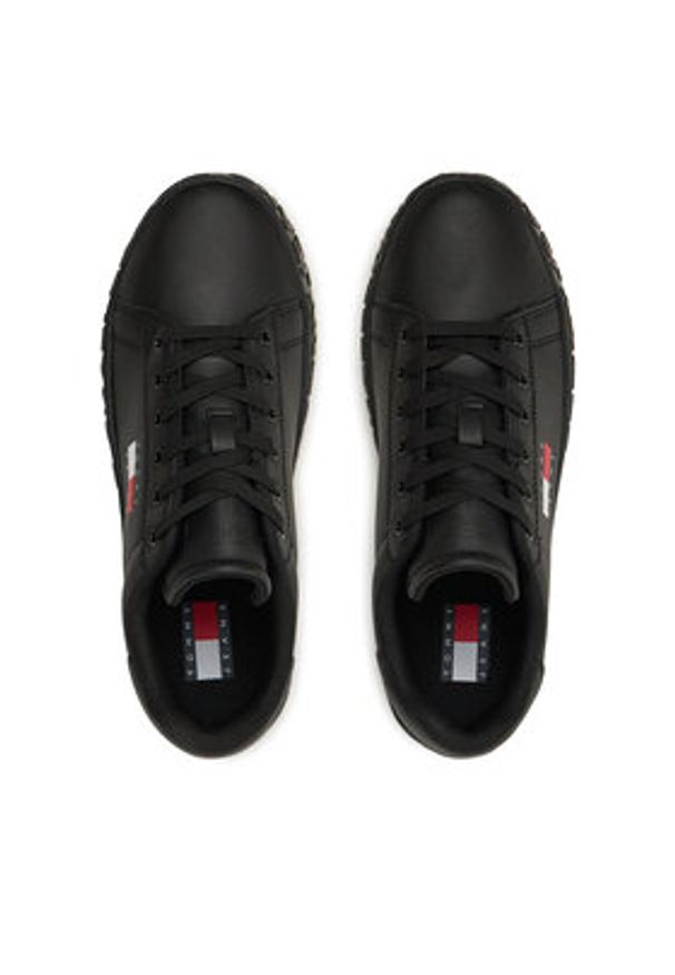 Tommy Jeans Sneakersy Tjw Logo Outsole Sneaker Ess EN0EN02703 Czarny. Kolor: czarny. Materiał: skóra