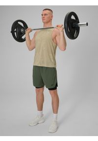 4f - 4F Koszulka treningowa regular szybkoschnąca męska - beżowa M. Kolor: beżowy. Materiał: materiał. Sport: fitness #2