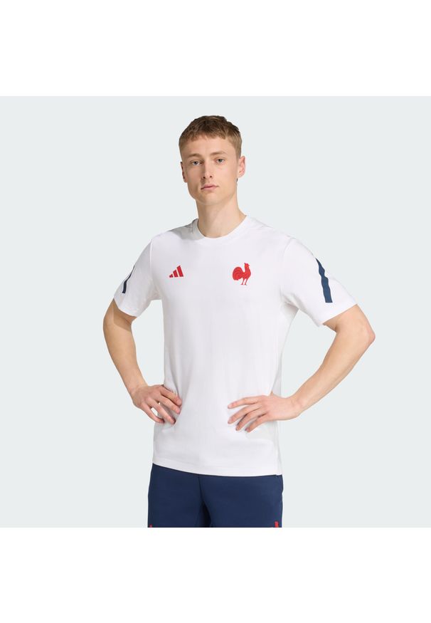 Adidas - Koszulka podróżna Francji. Kolor: biały. Sport: piłka nożna