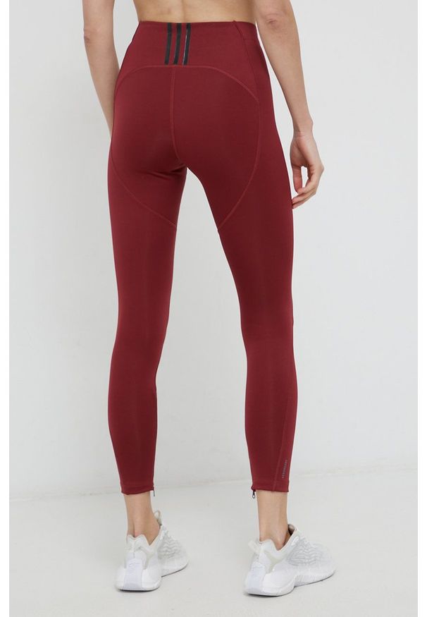 adidas Performance Legginsy x Karlie Kloss damskie kolor bordowy z nadrukiem. Okazja: na plażę. Kolor: czerwony. Materiał: dzianina, materiał. Wzór: nadruk