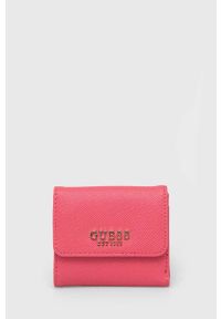 Guess portfel damski kolor różowy. Kolor: różowy. Materiał: materiał. Wzór: gładki #1
