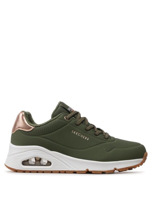 skechers - Skechers Sneakersy Uno Shimmer Away 155196/OLV Khaki. Kolor: brązowy. Materiał: skóra