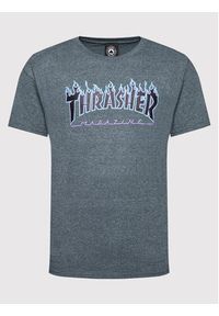 Thrasher T-Shirt Flame Granatowy Regular Fit. Kolor: niebieski. Materiał: syntetyk