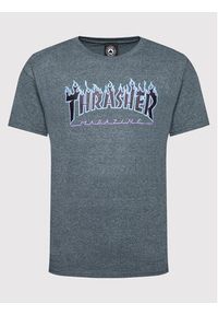 Thrasher T-Shirt Flame Granatowy Regular Fit. Kolor: niebieski. Materiał: bawełna