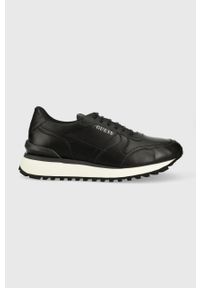 Guess sneakersy skórzane Varese kolor czarny. Nosek buta: okrągły. Zapięcie: sznurówki. Kolor: czarny. Materiał: skóra