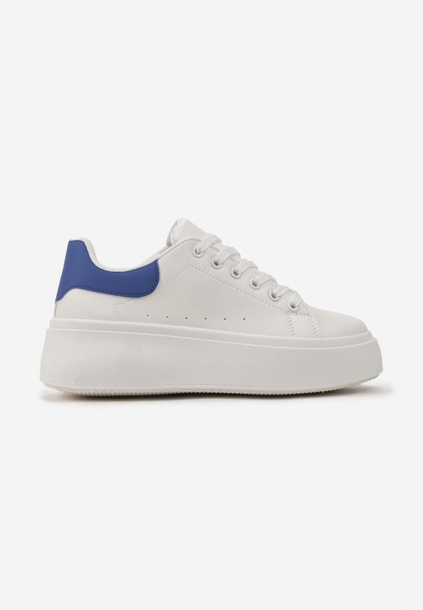 Born2be - Biało-Niebieskie Sneakersy na Platformie Spoola. Okazja: na co dzień. Kolor: niebieski. Obcas: na platformie