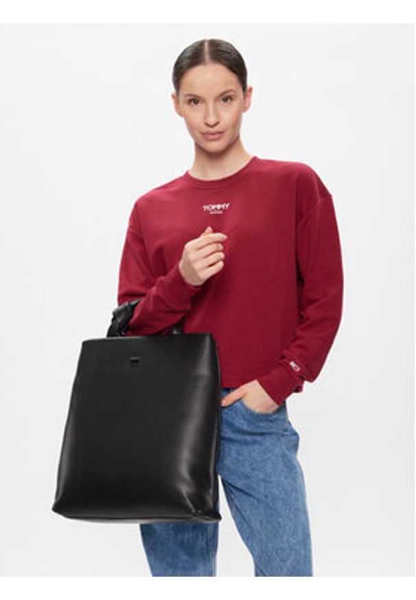 Tommy Jeans Torebka Tjw City Girl Tote AW0AW15813 Czarny. Kolor: czarny. Materiał: skórzane