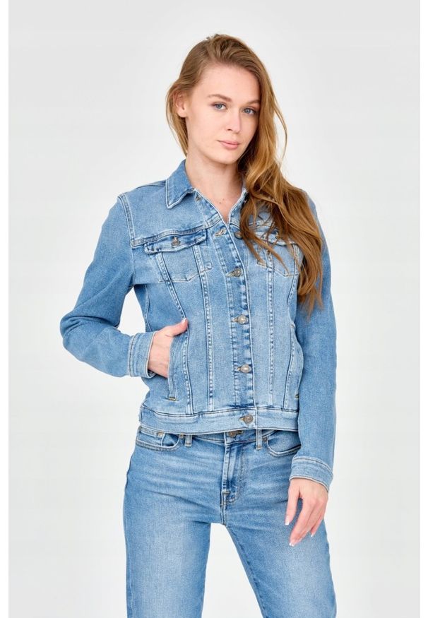 7 FOR ALL MANKIND Damska kurtka jeansowa. Kolor: niebieski. Materiał: jeans. Styl: vintage