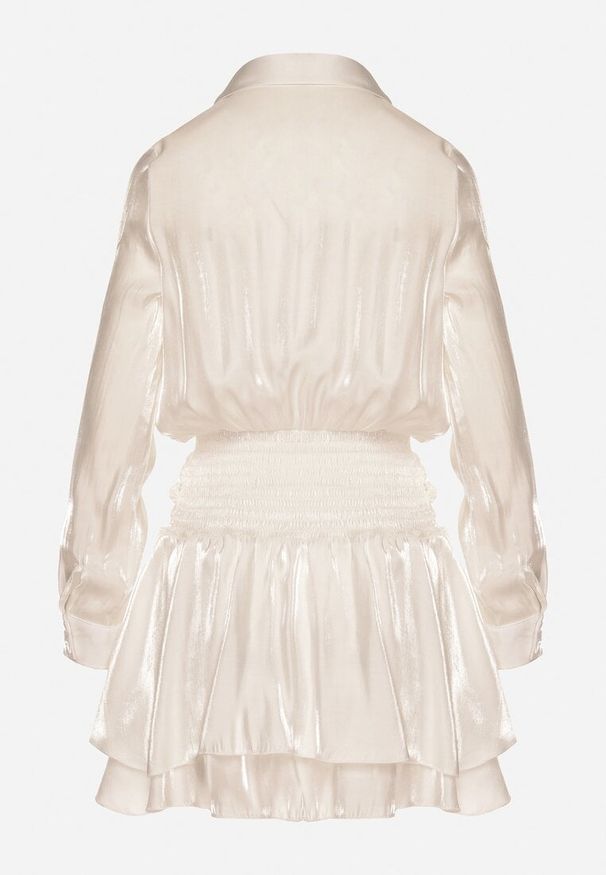 Born2be - Beżowa Sukienka z Wiskozy o Koszulowym Kroju z Falbankami Liova. Typ kołnierza: kołnierz z falbankami. Kolor: beżowy. Materiał: wiskoza. Typ sukienki: koszulowe