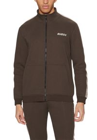 Guess - GUESS Brązowa męska rozpinana bluza z lampasami Mickey. Kolor: brązowy #5