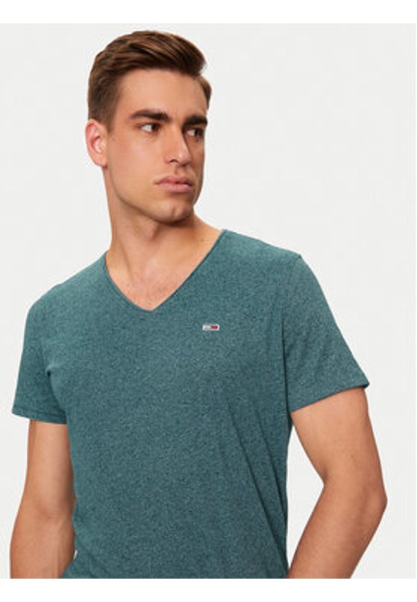 Tommy Jeans T-Shirt Jaspe DM0DM09587 Zielony Slim Fit. Kolor: zielony. Materiał: syntetyk, bawełna