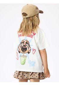 Reserved - T-shirt z nadrukiem na plecach - złamana biel. Materiał: bawełna. Wzór: nadruk #1