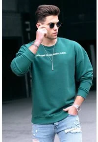 IVET - Bluza męska WESLEY GREEN. Kolor: zielony. Materiał: materiał, jeans. Styl: sportowy