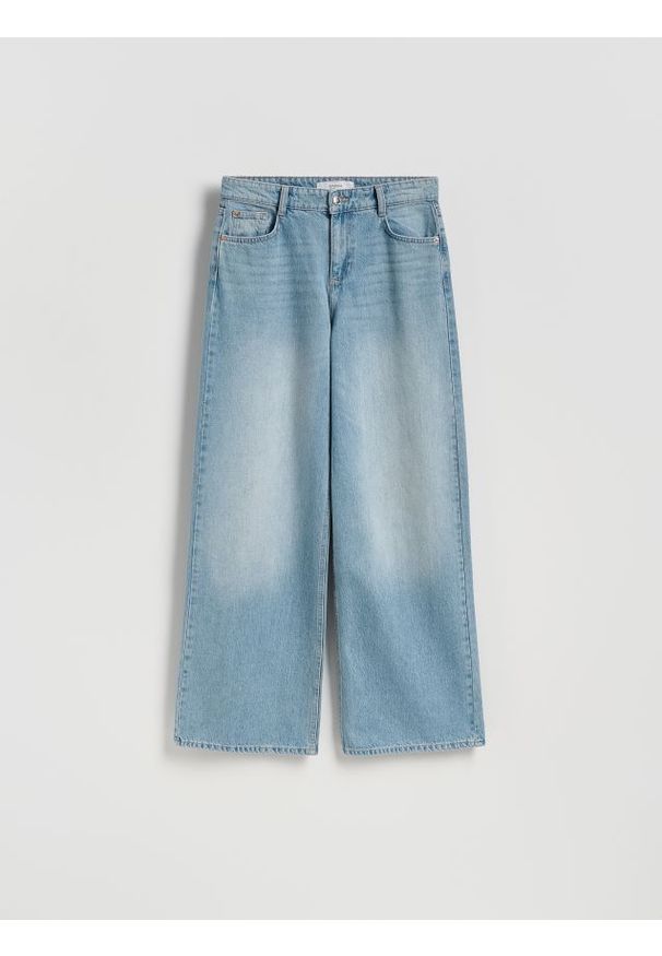 Reserved - Jeansy baggy fit - turkusowy. Kolor: turkusowy