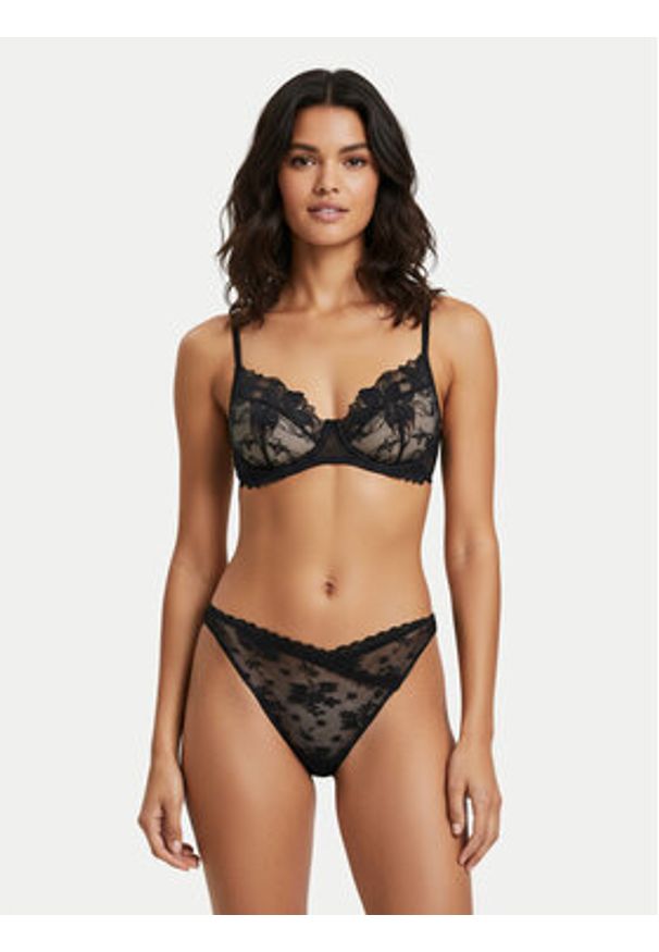 Hunkemöller Stringi Darcy 302365 Czarny. Kolor: czarny. Materiał: syntetyk
