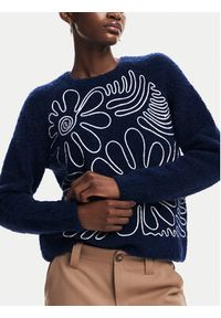 Desigual Sweter Cambridge 24WWJF68 Granatowy Regular Fit. Kolor: niebieski. Materiał: syntetyk #6