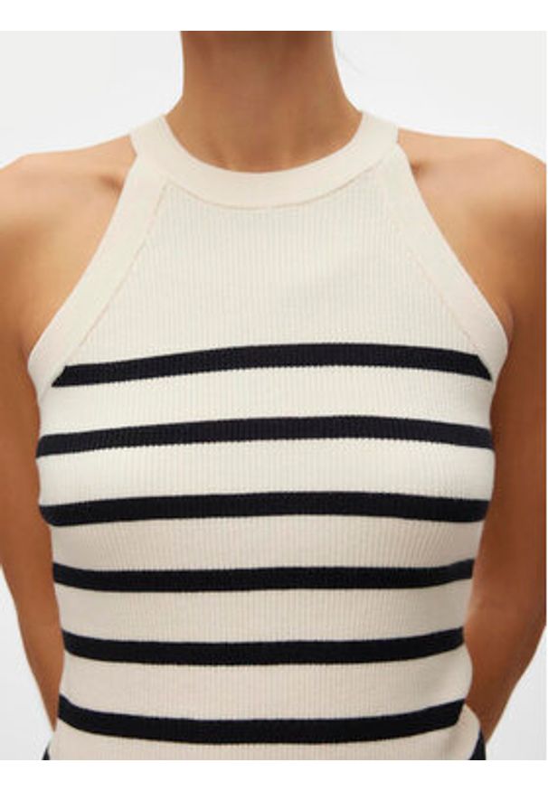 Vero Moda Top Saba 10306826 Beżowy Slim Fit. Kolor: beżowy. Materiał: wiskoza