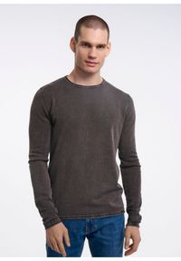 Ochnik - Sweter męski. Okazja: na co dzień. Kolor: brązowy. Materiał: bawełna. Długość: długie. Styl: casual #1