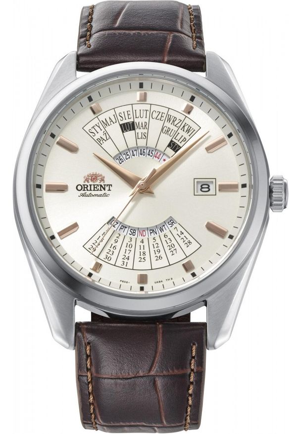 orient - Zegarek męski Orient RA-BA0009S3YB brązowy. Kolor: brązowy