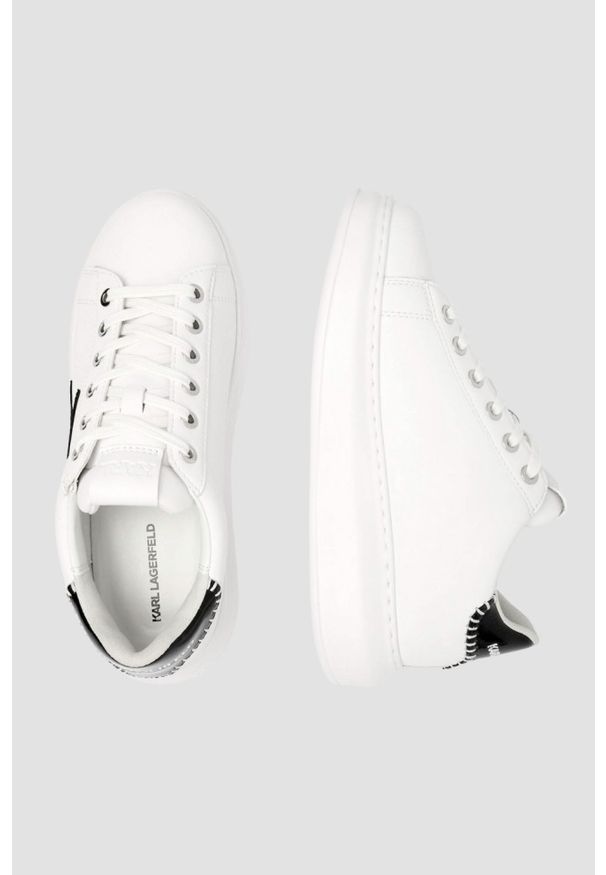 Karl Lagerfeld - KARL LAGERFELD Białe damskie sneakersy skórzane Kapri Karl NFT Lo Lace, Rozmiar 38. Okazja: na co dzień. Kolor: biały. Materiał: skóra