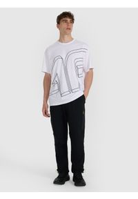 4f - 4F T-shirt oversize z nadrukiem męski - biały XL. Okazja: na co dzień. Kolor: biały. Materiał: bawełna. Wzór: nadruk. Styl: casual