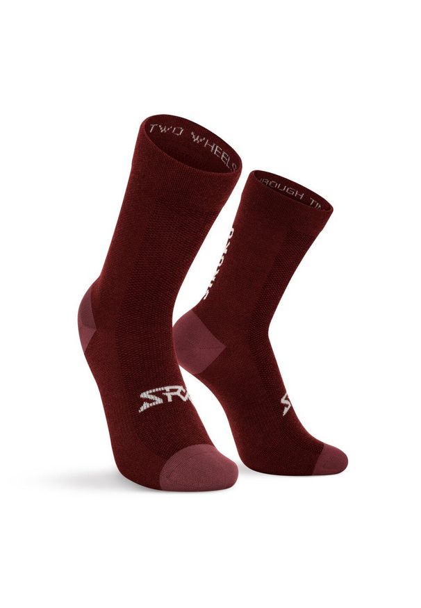 SIROKO - Skarpetki rowerowe z wełną merino Kolarstwo Siroko SRX Aravis. Kolor: czerwony. Materiał: wełna. Sport: kolarstwo