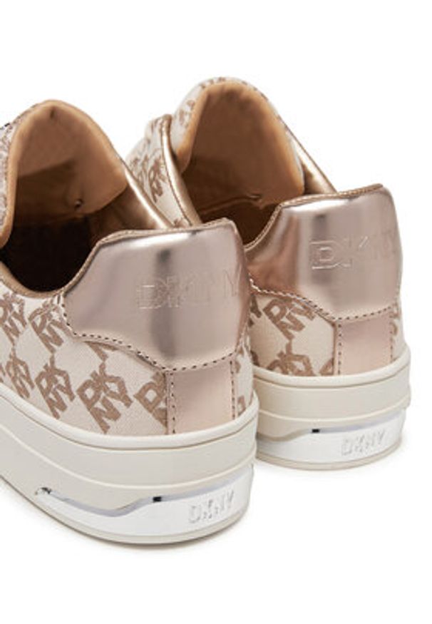 DKNY Trampki York Lace UP Sneak K2533982 Beżowy. Kolor: beżowy. Materiał: materiał