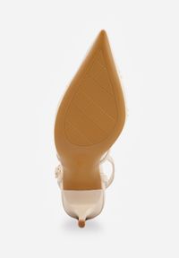 Renee - Beżowe Szpilki VICES z Siateczkową Cholewką Perełkami i Kwiatowym Wzorem Berdal. Zapięcie: sprzączka. Kolor: beżowy. Materiał: satyna. Szerokość cholewki: normalna. Wzór: kwiaty. Obcas: na szpilce #6