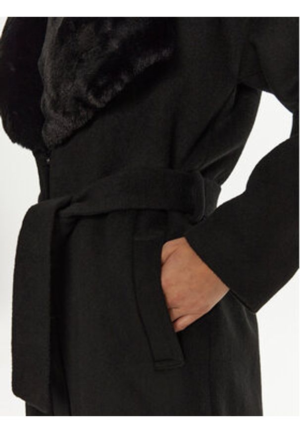 Bruuns Bazaar Płaszcz wełniany Furra BBW4109 Czarny Loose Fit. Kolor: czarny. Materiał: wełna, syntetyk
