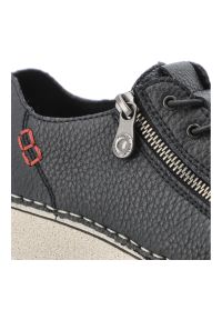 Półbuty damskie Rieker, cholewka ze skóry naturalnej o ziarnistej fakturze z sznurowaniem i bocznym zamkiem, niebieskie, 50965-14. Zapięcie: zamek. Kolor: niebieski. Materiał: skóra. Szerokość cholewki: normalna #2