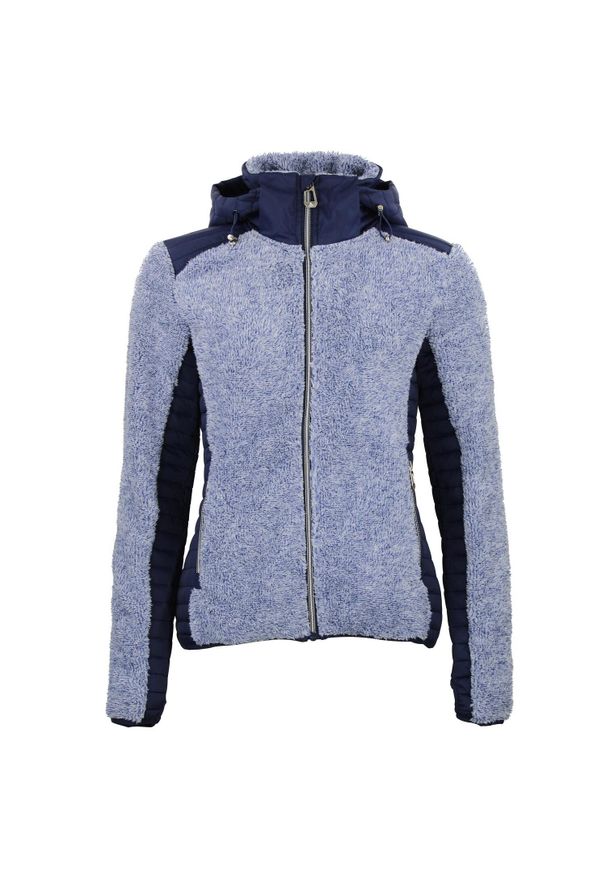 PEAK MOUNTAIN - Kurtka polarowa z kapturem, zapinana na zamek, dla kobiet Peak Mountain. Typ kołnierza: kaptur. Kolor: wielokolorowy, niebieski, szary. Materiał: polar