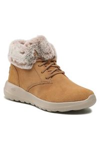 skechers - Skechers Botki Plush Dreams 144042/CSNT Brązowy. Kolor: brązowy. Materiał: zamsz, skóra #3