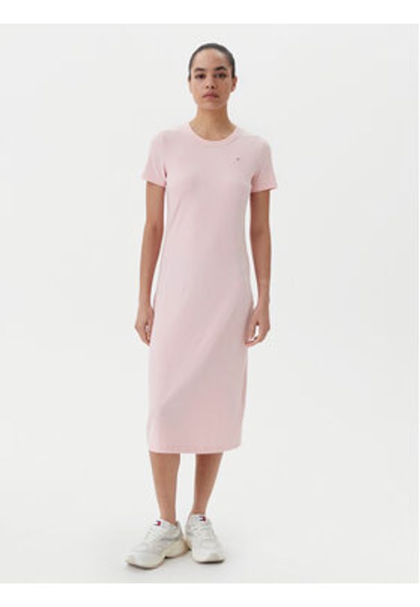 Tommy Jeans Sukienka codzienna DW0DW19721 Różowy Slim Fit. Okazja: na co dzień. Kolor: różowy. Materiał: wiskoza, syntetyk. Typ sukienki: proste. Styl: casual