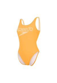 Strój pływacki jednoczęściowy damski Speedo Logo Deep U-Back. Kolor: pomarańczowy, biały, wielokolorowy