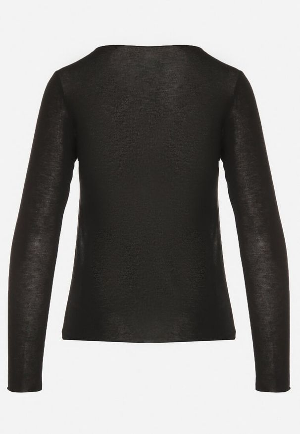 Born2be - Czarna Wiskozowa Bluzka z Długim Rękawem z Dodatkiem Kaszmiru Uninda. Okazja: na co dzień. Kolor: czarny. Materiał: wiskoza, kaszmir. Długość rękawa: długi rękaw. Długość: długie. Styl: casual, elegancki