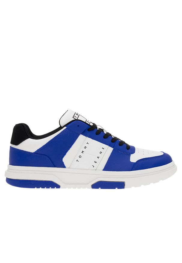 TOMMY HILFIGER - Buty Tommy Jeans TJM Leather Cupsole 2.0 EM0EM01283-0K5 - białe. Zapięcie: sznurówki. Kolor: biały. Materiał: jeans. Szerokość cholewki: normalna