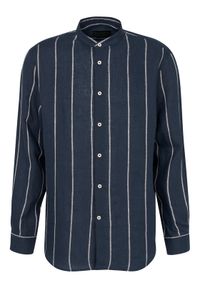 Bugatti Koszula 9550-78954C Granatowy Casual Fit. Okazja: na co dzień. Kolor: niebieski. Materiał: len. Styl: casual #1