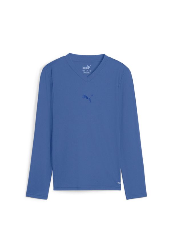 Dziecięca koszulka z długim rękawem Puma TeamGoal Baselayer. Kolor: niebieski. Długość rękawa: długi rękaw. Długość: długie. Sport: piłka nożna