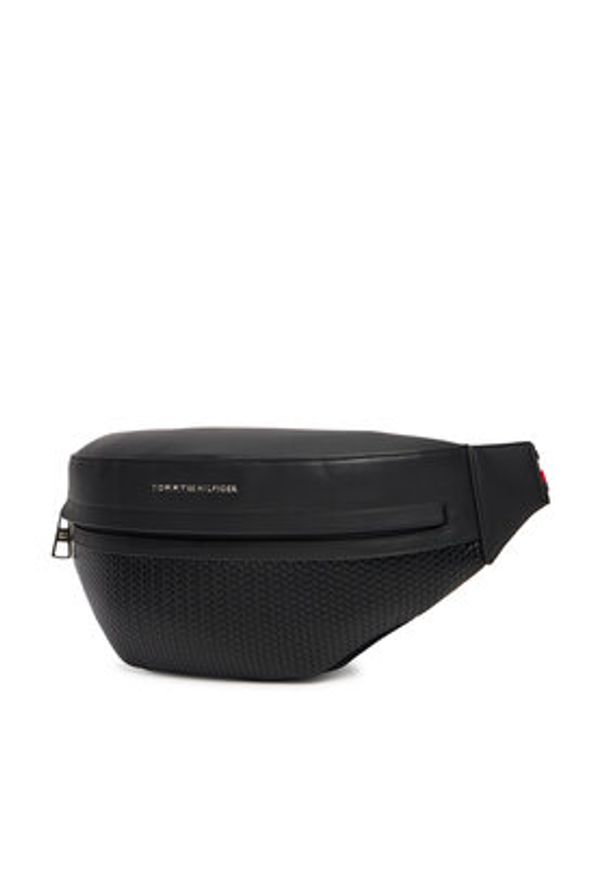 TOMMY HILFIGER - Tommy Hilfiger Saszetka nerka Th Woven Bum Bag AM0AM13634 Czarny. Kolor: czarny. Materiał: skóra