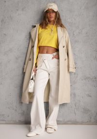 Renee - Żółta Bluza z Bawełną ze Ściągaczami przy Rękawach i w Pasie Alberia. Kolor: żółty. Materiał: bawełna #2