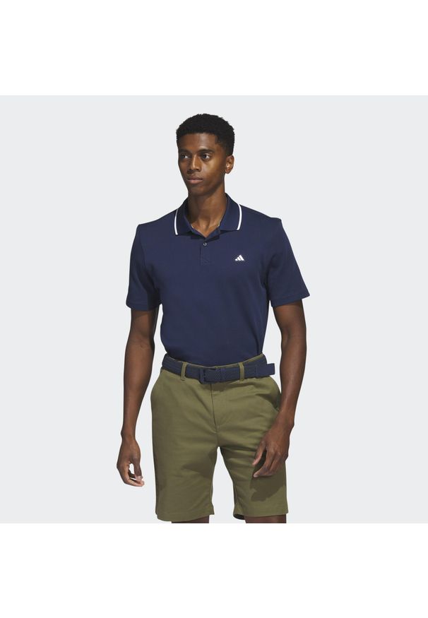 Adidas - Go-To Piqué Golf Polo Shirt. Typ kołnierza: polo, golf. Kolor: niebieski. Materiał: materiał