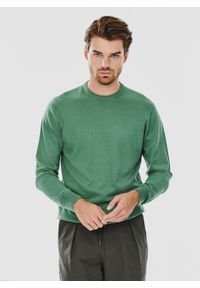 Pako Lorente - PAKO LORENTE – Zielony męski sweter. Kolor: zielony, czerwony. Materiał: wełna, poliamid, akryl. Wzór: gładki. Sezon: jesień #1