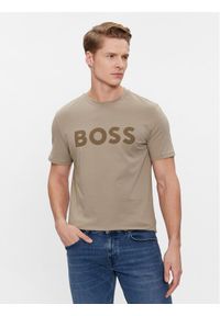 BOSS - Boss T-Shirt Thinking 1 50481923 Beżowy Regular Fit. Kolor: beżowy. Materiał: bawełna #1