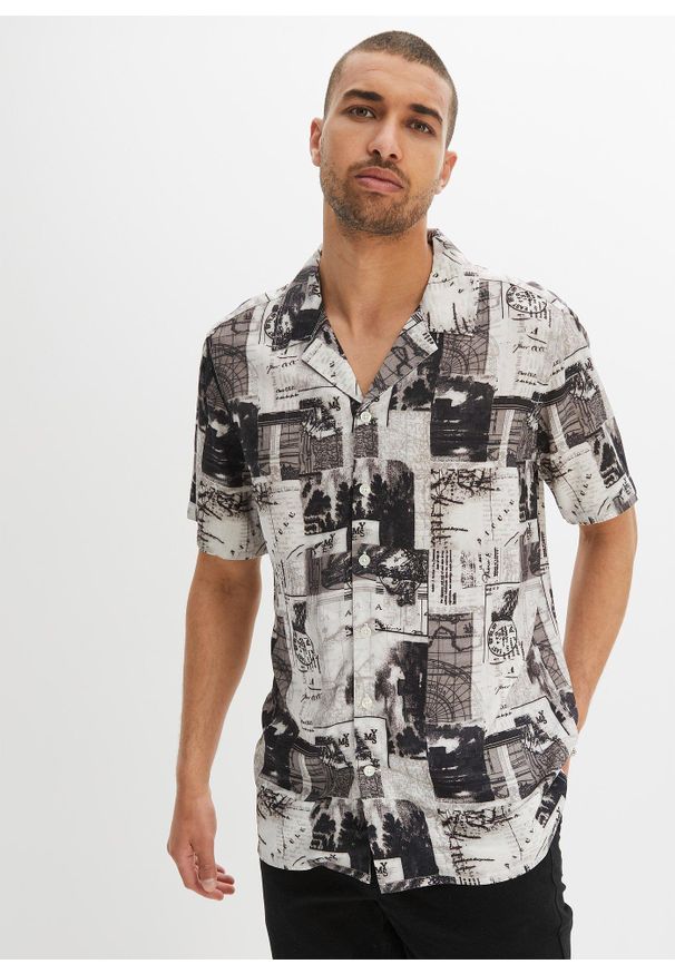 bonprix - Koszula z krótkim rękawem, z wiskozy. Kolor: biały. Materiał: wiskoza. Długość rękawa: krótki rękaw. Długość: krótkie