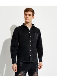SER.O.YA NEW YORK - Czarna koszula jeansowa Alex. Typ kołnierza: kołnierzyk klasyczny. Kolor: czarny. Materiał: jeans. Długość: długie. Styl: klasyczny