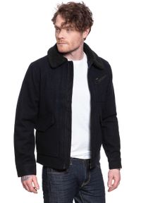 Lee - KURTKA OCIEPLANA LEE 191J WOOL JACKET BLACK L86FLB01. Okazja: na co dzień. Typ kołnierza: bez kaptura. Materiał: wełna, jeans, futro, poliester. Długość rękawa: długi rękaw. Długość: długie. Sezon: wiosna, jesień. Styl: casual, klasyczny, elegancki